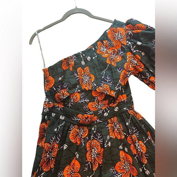 Autumn Adeigbo Trixie One Shoulder Green & Orange Floral Dress - Picture 9 of 14